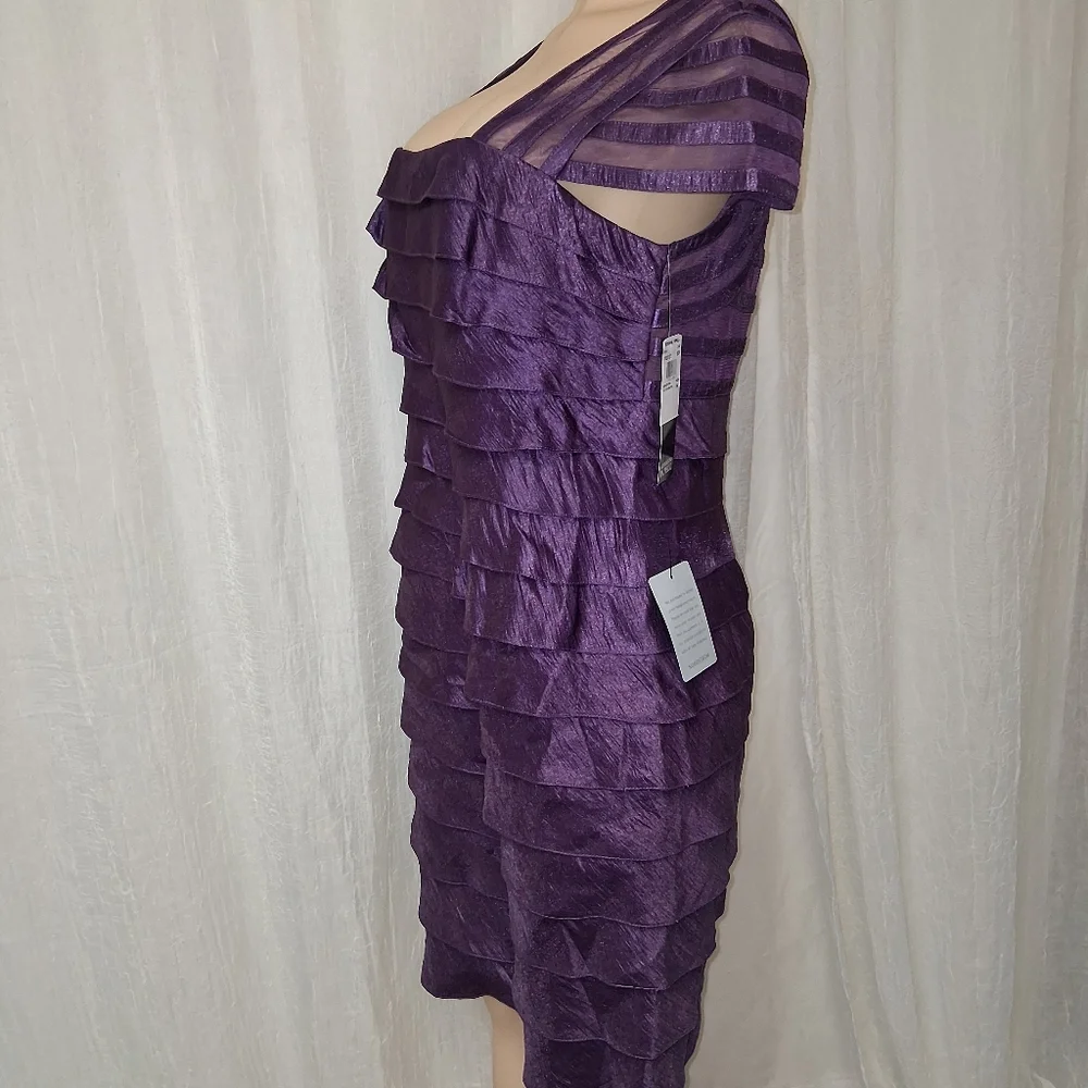 Adrianna Papell New  Rich Purple Layered Mini Dress - Picture 6 of 16